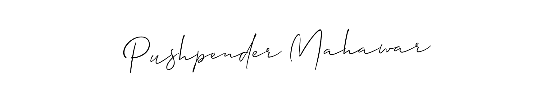 Create a beautiful signature design for name Pushpender Mahawar. With this signature (Allison_Script) fonts, you can make a handwritten signature for free. Pushpender Mahawar signature style 2 images and pictures png