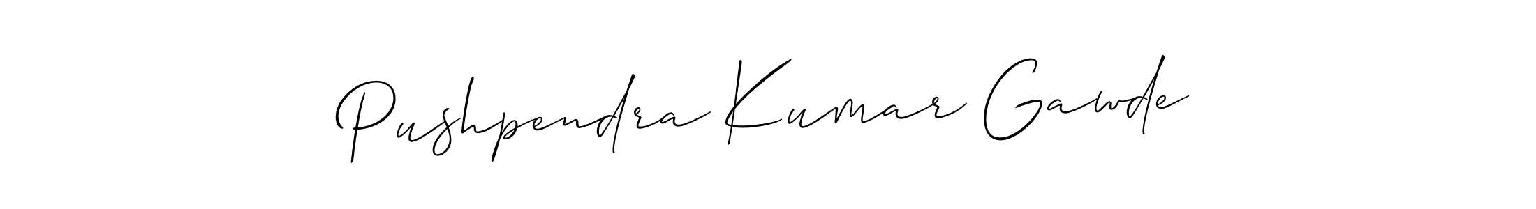 The best way (Allison_Script) to make a short signature is to pick only two or three words in your name. The name Pushpendra Kumar Gawde include a total of six letters. For converting this name. Pushpendra Kumar Gawde signature style 2 images and pictures png