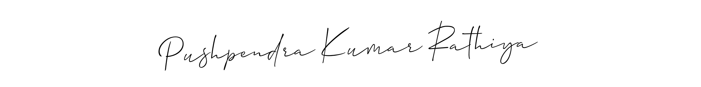 Make a beautiful signature design for name Pushpendra Kumar Rathiya. With this signature (Allison_Script) style, you can create a handwritten signature for free. Pushpendra Kumar Rathiya signature style 2 images and pictures png