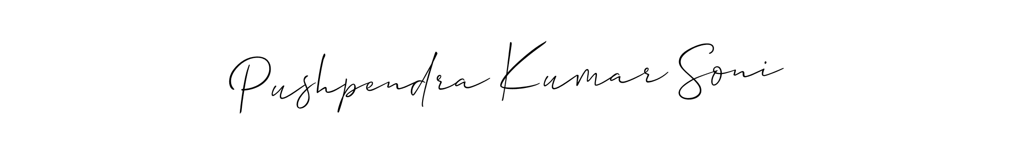 The best way (Allison_Script) to make a short signature is to pick only two or three words in your name. The name Pushpendra Kumar Soni include a total of six letters. For converting this name. Pushpendra Kumar Soni signature style 2 images and pictures png