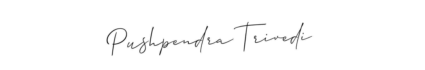 The best way (Allison_Script) to make a short signature is to pick only two or three words in your name. The name Pushpendra Trivedi include a total of six letters. For converting this name. Pushpendra Trivedi signature style 2 images and pictures png
