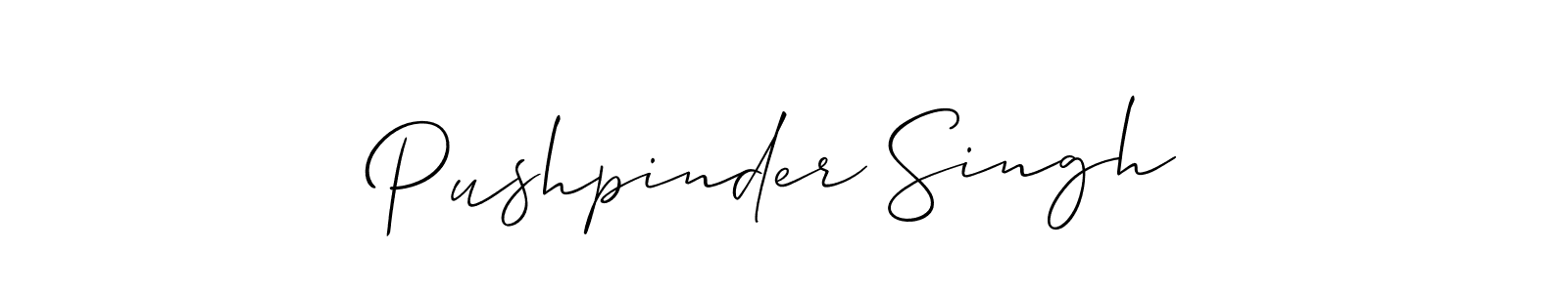 Make a beautiful signature design for name Pushpinder Singh. With this signature (Allison_Script) style, you can create a handwritten signature for free. Pushpinder Singh signature style 2 images and pictures png