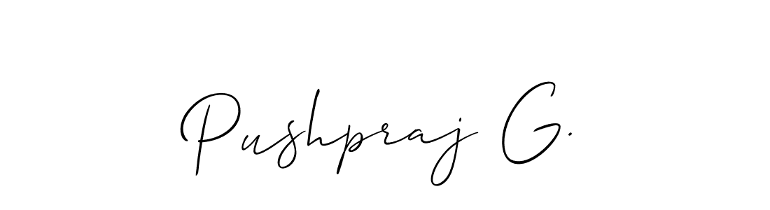 You should practise on your own different ways (Allison_Script) to write your name (Pushpraj G.) in signature. don't let someone else do it for you. Pushpraj G. signature style 2 images and pictures png