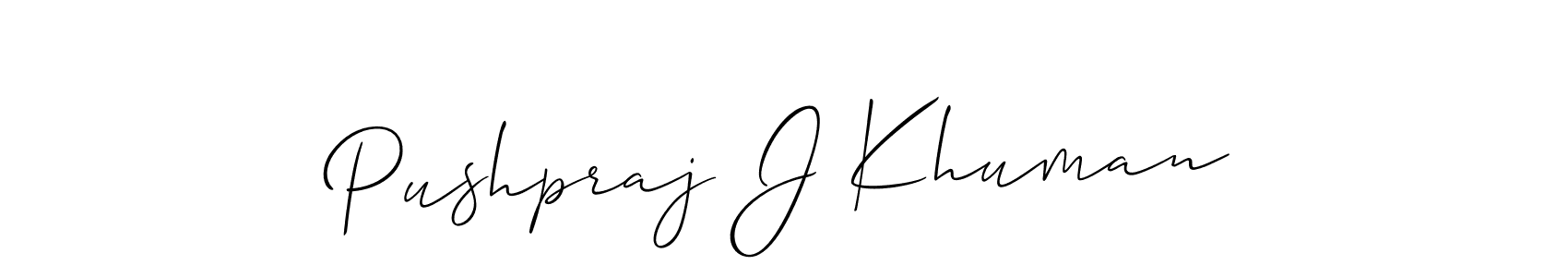 Similarly Allison_Script is the best handwritten signature design. Signature creator online .You can use it as an online autograph creator for name Pushpraj J Khuman. Pushpraj J Khuman signature style 2 images and pictures png