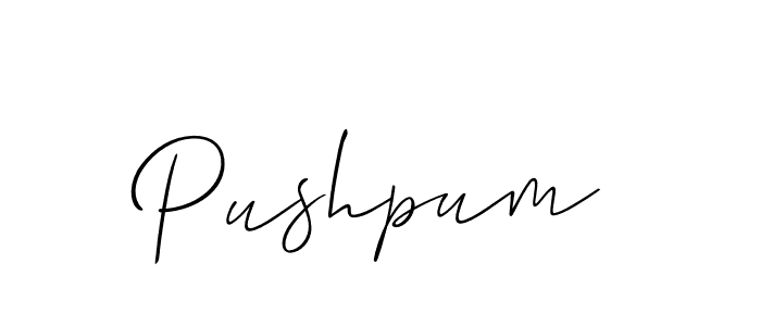 Create a beautiful signature design for name Pushpum. With this signature (Allison_Script) fonts, you can make a handwritten signature for free. Pushpum signature style 2 images and pictures png