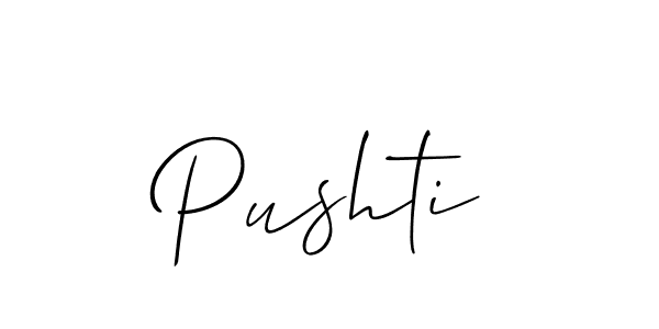 Create a beautiful signature design for name Pushti. With this signature (Allison_Script) fonts, you can make a handwritten signature for free. Pushti signature style 2 images and pictures png