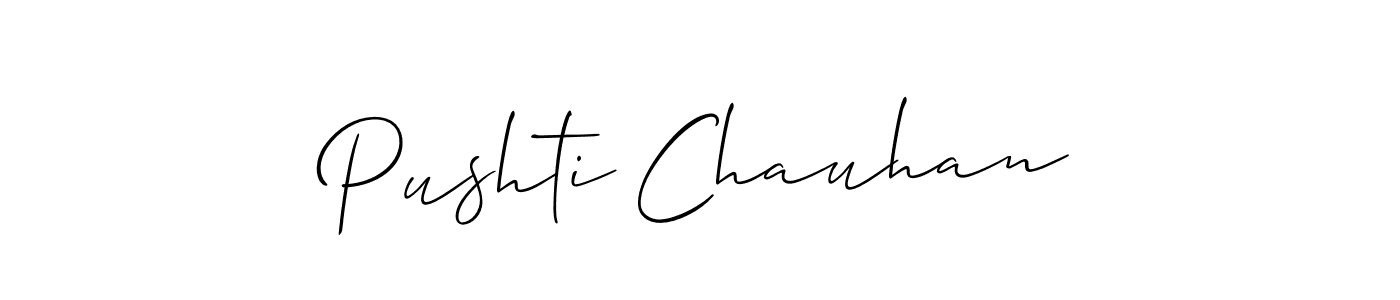 Make a beautiful signature design for name Pushti Chauhan. With this signature (Allison_Script) style, you can create a handwritten signature for free. Pushti Chauhan signature style 2 images and pictures png