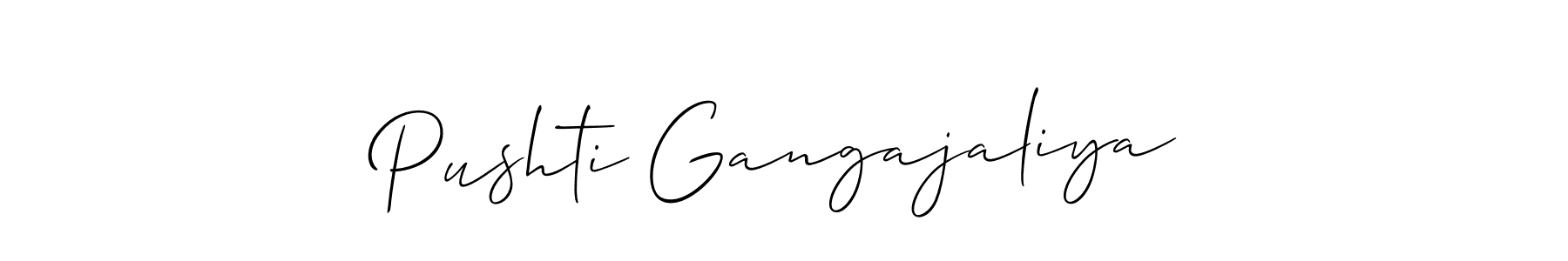 Allison_Script is a professional signature style that is perfect for those who want to add a touch of class to their signature. It is also a great choice for those who want to make their signature more unique. Get Pushti Gangajaliya name to fancy signature for free. Pushti Gangajaliya signature style 2 images and pictures png