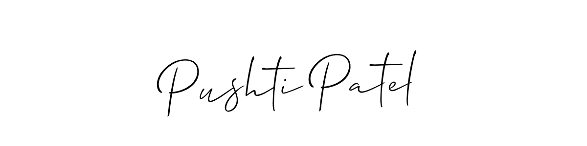 Also we have Pushti Patel name is the best signature style. Create professional handwritten signature collection using Allison_Script autograph style. Pushti Patel signature style 2 images and pictures png