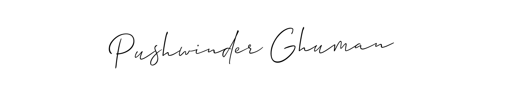 How to make Pushwinder Ghuman name signature. Use Allison_Script style for creating short signs online. This is the latest handwritten sign. Pushwinder Ghuman signature style 2 images and pictures png