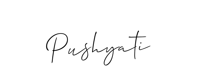 Pushyati stylish signature style. Best Handwritten Sign (Allison_Script) for my name. Handwritten Signature Collection Ideas for my name Pushyati. Pushyati signature style 2 images and pictures png