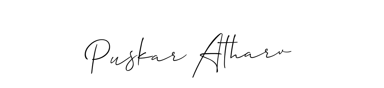 This is the best signature style for the Puskar Atharv name. Also you like these signature font (Allison_Script). Mix name signature. Puskar Atharv signature style 2 images and pictures png