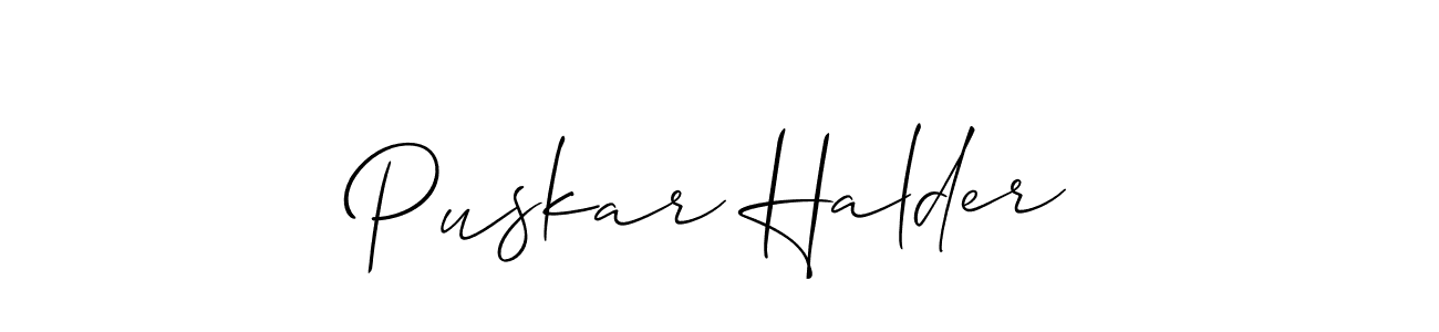 How to Draw Puskar Halder signature style? Allison_Script is a latest design signature styles for name Puskar Halder. Puskar Halder signature style 2 images and pictures png