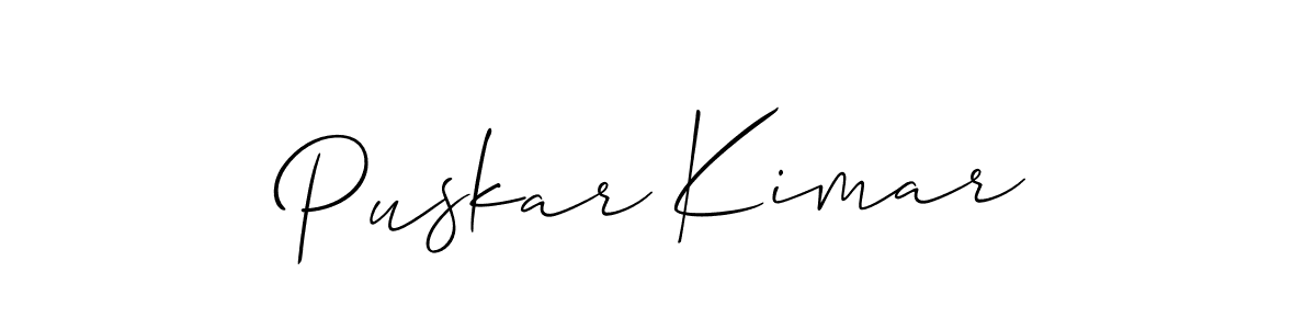 It looks lik you need a new signature style for name Puskar Kimar. Design unique handwritten (Allison_Script) signature with our free signature maker in just a few clicks. Puskar Kimar signature style 2 images and pictures png