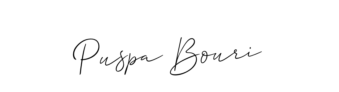 Make a beautiful signature design for name Puspa Bouri. With this signature (Allison_Script) style, you can create a handwritten signature for free. Puspa Bouri signature style 2 images and pictures png