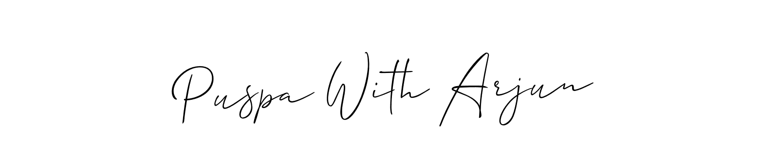 Check out images of Autograph of Puspa With Arjun name. Actor Puspa With Arjun Signature Style. Allison_Script is a professional sign style online. Puspa With Arjun signature style 2 images and pictures png