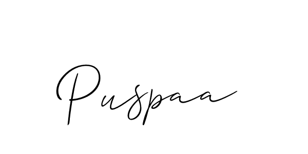 Use a signature maker to create a handwritten signature online. With this signature software, you can design (Allison_Script) your own signature for name Puspaa. Puspaa signature style 2 images and pictures png