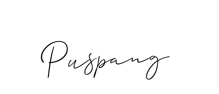 Design your own signature with our free online signature maker. With this signature software, you can create a handwritten (Allison_Script) signature for name Puspang. Puspang signature style 2 images and pictures png