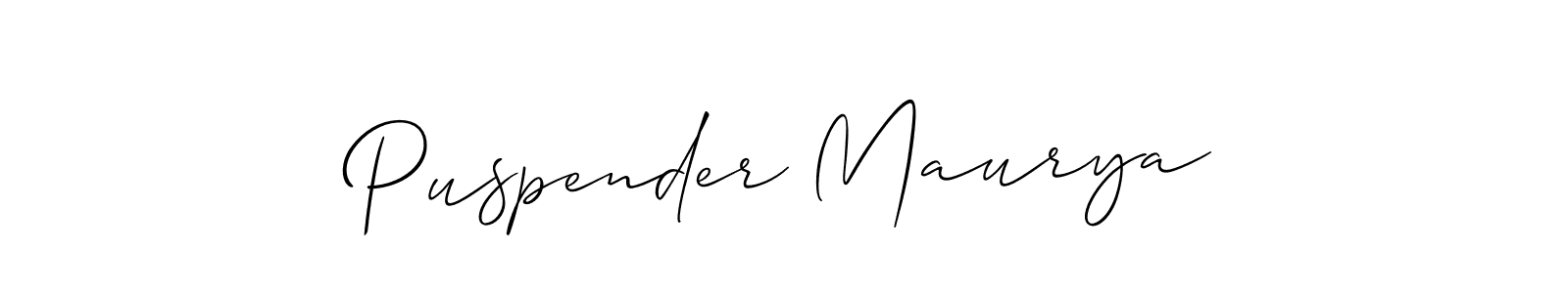 Make a beautiful signature design for name Puspender Maurya. With this signature (Allison_Script) style, you can create a handwritten signature for free. Puspender Maurya signature style 2 images and pictures png