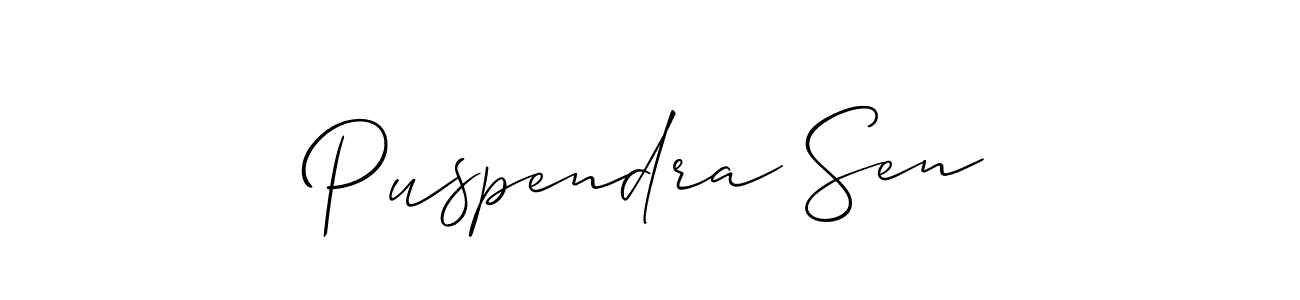 Design your own signature with our free online signature maker. With this signature software, you can create a handwritten (Allison_Script) signature for name Puspendra Sen. Puspendra Sen signature style 2 images and pictures png