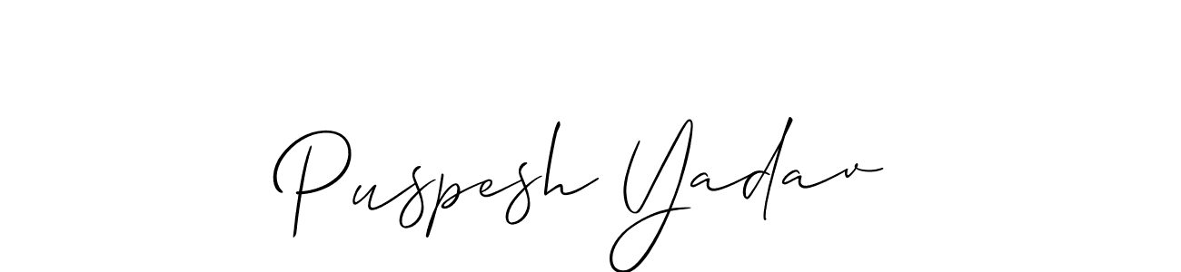 How to make Puspesh Yadav name signature. Use Allison_Script style for creating short signs online. This is the latest handwritten sign. Puspesh Yadav signature style 2 images and pictures png