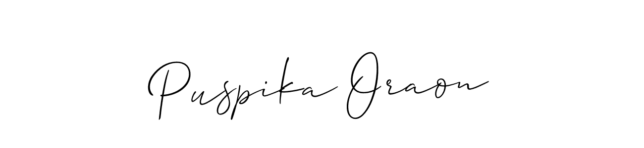 You should practise on your own different ways (Allison_Script) to write your name (Puspika Oraon) in signature. don't let someone else do it for you. Puspika Oraon signature style 2 images and pictures png