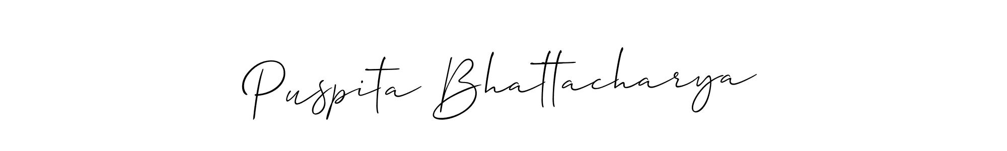 The best way (Allison_Script) to make a short signature is to pick only two or three words in your name. The name Puspita Bhattacharya include a total of six letters. For converting this name. Puspita Bhattacharya signature style 2 images and pictures png