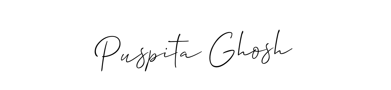 Make a short Puspita Ghosh signature style. Manage your documents anywhere anytime using Allison_Script. Create and add eSignatures, submit forms, share and send files easily. Puspita Ghosh signature style 2 images and pictures png