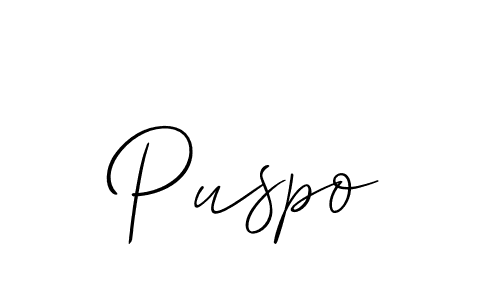 The best way (Allison_Script) to make a short signature is to pick only two or three words in your name. The name Puspo include a total of six letters. For converting this name. Puspo signature style 2 images and pictures png