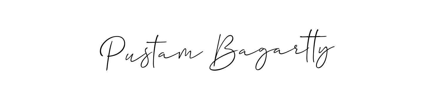 The best way (Allison_Script) to make a short signature is to pick only two or three words in your name. The name Pustam Bagartty include a total of six letters. For converting this name. Pustam Bagartty signature style 2 images and pictures png