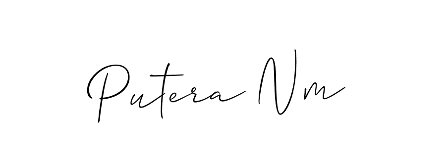 Make a beautiful signature design for name Putera Nm. With this signature (Allison_Script) style, you can create a handwritten signature for free. Putera Nm signature style 2 images and pictures png