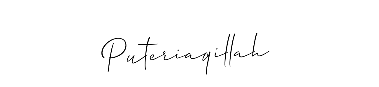 Also You can easily find your signature by using the search form. We will create Puteriaqillah name handwritten signature images for you free of cost using Allison_Script sign style. Puteriaqillah signature style 2 images and pictures png
