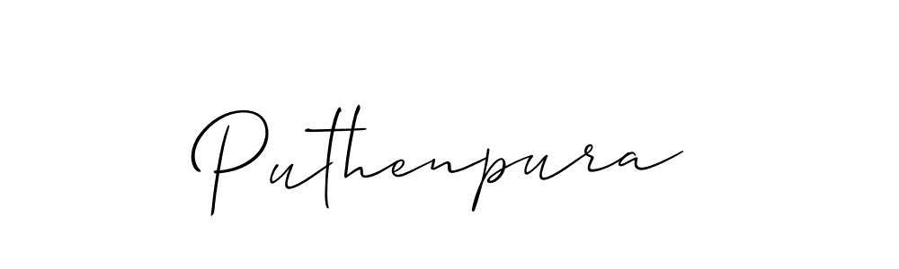 if you are searching for the best signature style for your name Puthenpura. so please give up your signature search. here we have designed multiple signature styles  using Allison_Script. Puthenpura signature style 2 images and pictures png