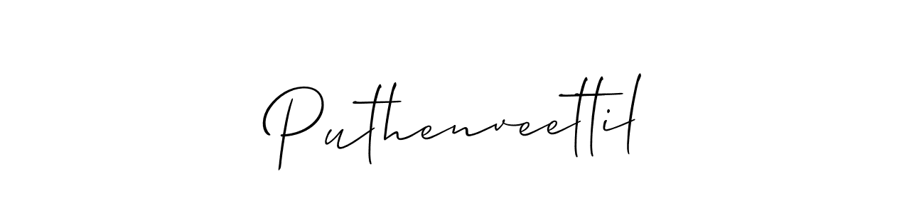 Use a signature maker to create a handwritten signature online. With this signature software, you can design (Allison_Script) your own signature for name Puthenveettil. Puthenveettil signature style 2 images and pictures png