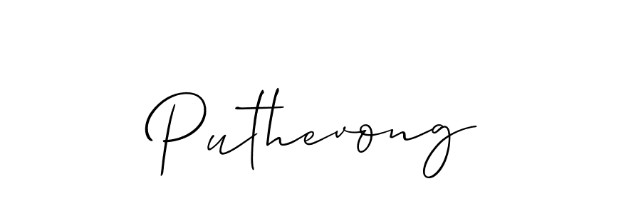 The best way (Allison_Script) to make a short signature is to pick only two or three words in your name. The name Puthevong include a total of six letters. For converting this name. Puthevong signature style 2 images and pictures png