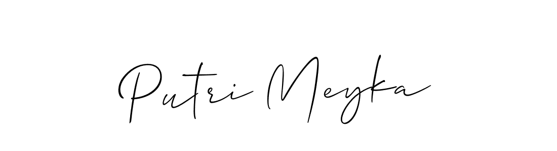 Use a signature maker to create a handwritten signature online. With this signature software, you can design (Allison_Script) your own signature for name Putri Meyka. Putri Meyka signature style 2 images and pictures png