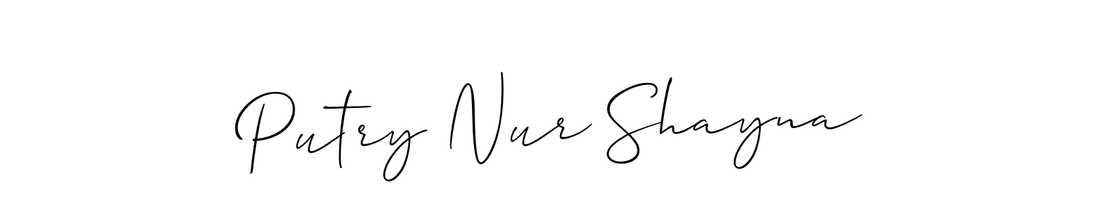 Putry Nur Shayna stylish signature style. Best Handwritten Sign (Allison_Script) for my name. Handwritten Signature Collection Ideas for my name Putry Nur Shayna. Putry Nur Shayna signature style 2 images and pictures png