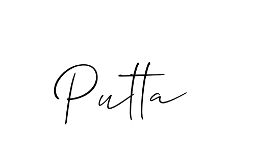 if you are searching for the best signature style for your name Putta. so please give up your signature search. here we have designed multiple signature styles  using Allison_Script. Putta signature style 2 images and pictures png