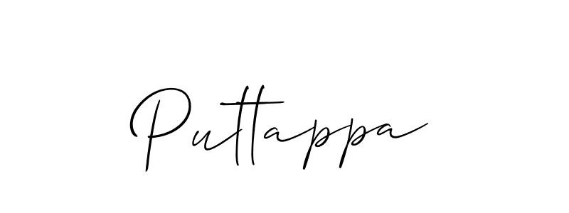 Use a signature maker to create a handwritten signature online. With this signature software, you can design (Allison_Script) your own signature for name Puttappa. Puttappa signature style 2 images and pictures png