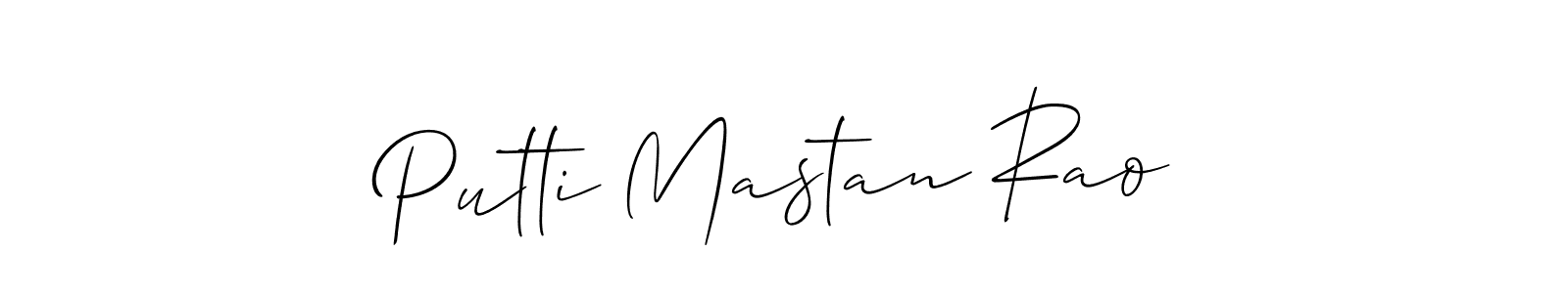 You should practise on your own different ways (Allison_Script) to write your name (Putti Mastan Rao) in signature. don't let someone else do it for you. Putti Mastan Rao signature style 2 images and pictures png