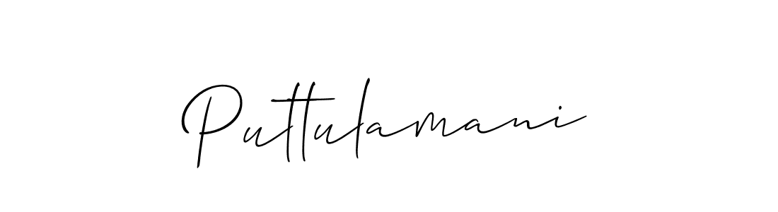 How to Draw Puttulamani signature style? Allison_Script is a latest design signature styles for name Puttulamani. Puttulamani signature style 2 images and pictures png