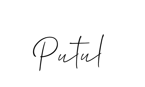 if you are searching for the best signature style for your name Putul. so please give up your signature search. here we have designed multiple signature styles  using Allison_Script. Putul signature style 2 images and pictures png