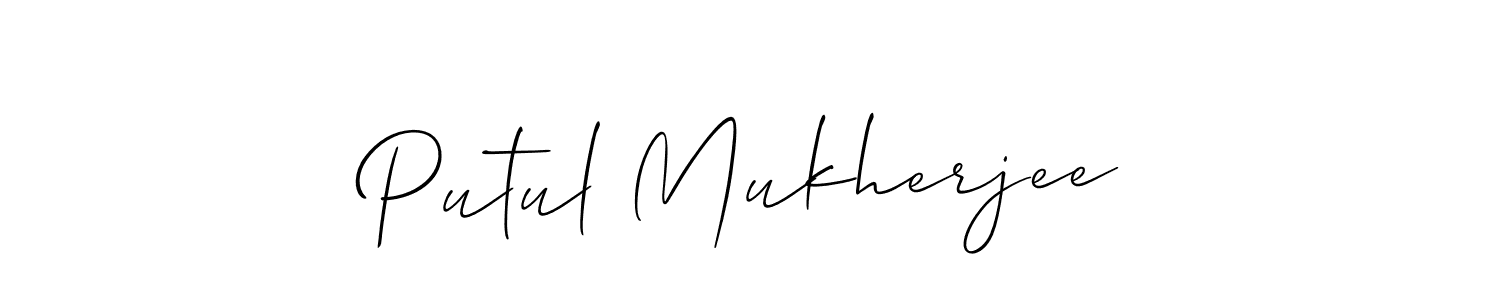 if you are searching for the best signature style for your name Putul Mukherjee. so please give up your signature search. here we have designed multiple signature styles  using Allison_Script. Putul Mukherjee signature style 2 images and pictures png