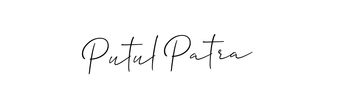 Create a beautiful signature design for name Putul Patra. With this signature (Allison_Script) fonts, you can make a handwritten signature for free. Putul Patra signature style 2 images and pictures png