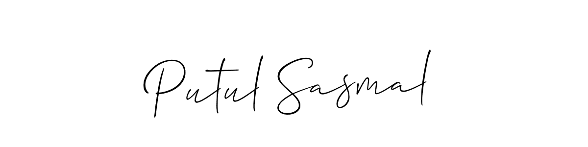 Putul Sasmal stylish signature style. Best Handwritten Sign (Allison_Script) for my name. Handwritten Signature Collection Ideas for my name Putul Sasmal. Putul Sasmal signature style 2 images and pictures png