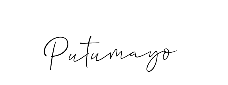 The best way (Allison_Script) to make a short signature is to pick only two or three words in your name. The name Putumayo include a total of six letters. For converting this name. Putumayo signature style 2 images and pictures png