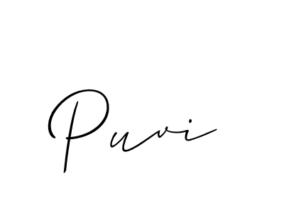 The best way (Allison_Script) to make a short signature is to pick only two or three words in your name. The name Puvi include a total of six letters. For converting this name. Puvi signature style 2 images and pictures png