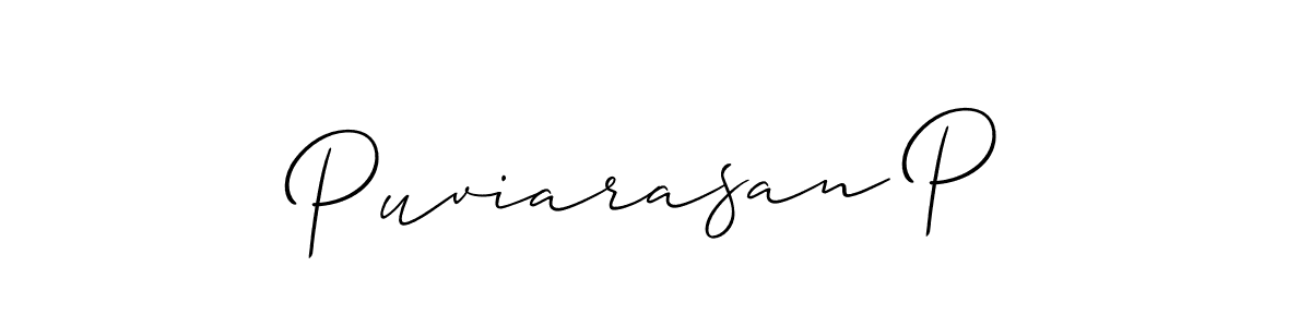 Puviarasan P stylish signature style. Best Handwritten Sign (Allison_Script) for my name. Handwritten Signature Collection Ideas for my name Puviarasan P. Puviarasan P signature style 2 images and pictures png