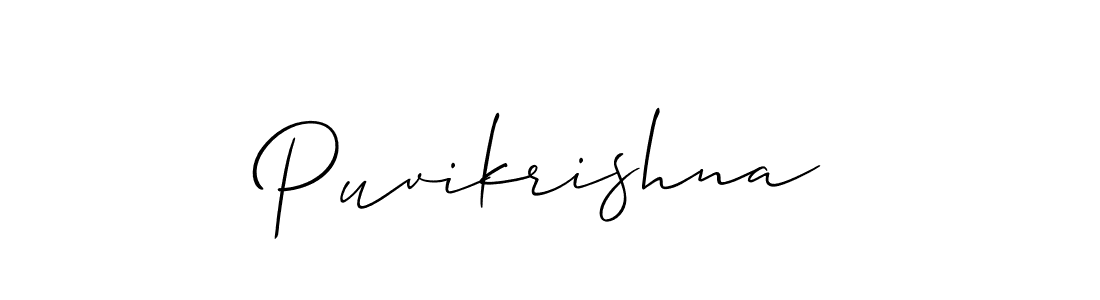 if you are searching for the best signature style for your name Puvikrishna. so please give up your signature search. here we have designed multiple signature styles  using Allison_Script. Puvikrishna signature style 2 images and pictures png