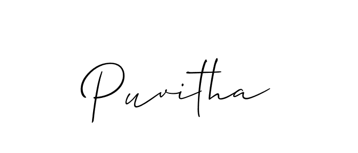 It looks lik you need a new signature style for name Puvitha. Design unique handwritten (Allison_Script) signature with our free signature maker in just a few clicks. Puvitha signature style 2 images and pictures png